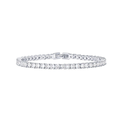 Silver 4.0mm Iced-Out Zirconia Tennis Bracelet with Secure Clasp - Classic Luxury Rhinestone Tennis Chain for Men & Women (7 Inches)