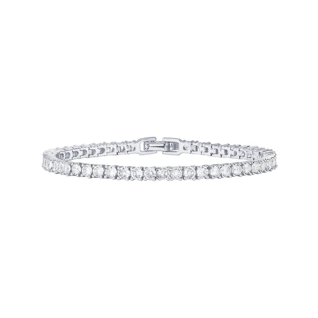 Silver 4.0mm Iced-Out Zirconia Tennis Bracelet with Secure Clasp