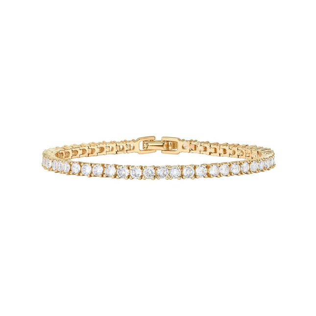 Gold 4.0mm Iced-Out Zirconia Tennis Bracelet with Secure Clasp