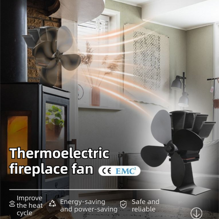 Mini Heat-Powered Fireplace Fan - Eco-Friendly and Self-Powered Silent Thermal Air Circulation Fan for Home Heating (No Electricity)