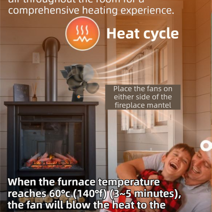 Mini Heat-Powered Fireplace Fan - Eco-Friendly and Self-Powered Silent Thermal Air Circulation Fan for Home Heating (No Electricity)
