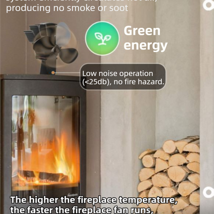 Mini Heat-Powered Fireplace Fan - Eco-Friendly and Self-Powered Silent Thermal Air Circulation Fan for Home Heating (No Electricity)