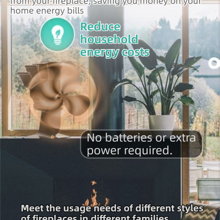 Mini Heat-Powered Fireplace Fan - Eco-Friendly and Self-Powered Silent Thermal Air Circulation Fan for Home Heating (No Electricity)