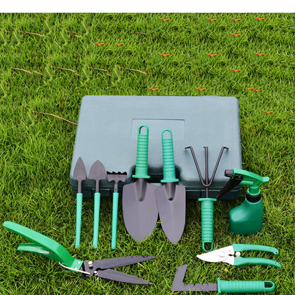 10-Piece Green Professional Garden Tool Set with Carrying Case - Ergonomic Gardening Kit for Digging, Weeding & Pruning