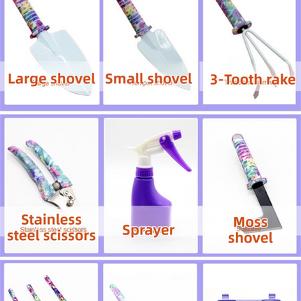 10-Piece Purple Professional Garden Tool Set with Carrying Case - Ergonomic Gardening Kit for Digging, Weeding & Pruning