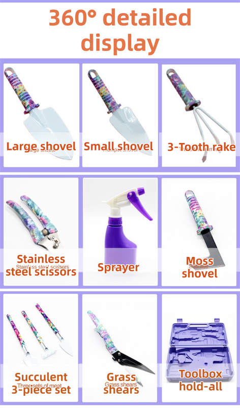 10-Piece Purple Professional Garden Tool Set with Carrying Case – product detail