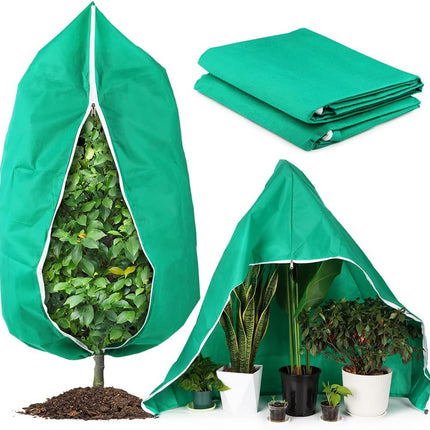 4-Pack Winter Plant Cold Protection Covers with Zipper & Drawstring - Thickened Frost Thermal Blankets and UV Resistant Shrub Jackets (60 x 80 CM)
