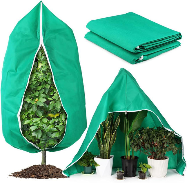 Winter Plant Cold Protection Covers with Zipper & Drawstring(2PCS 80x120 CM Plus 2PCS 120x180