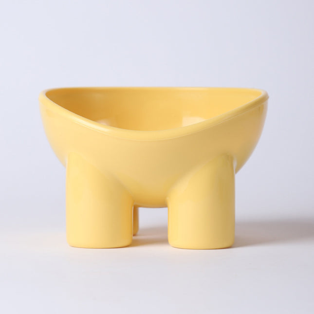 2-Pack Macaron Yellow Elevated Pet Bowls with Anti-Tip 4-Leg Base