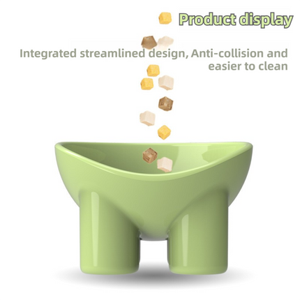 2-Pack Macaron Yellow Elevated Pet Bowls with Anti-Tip 4-Leg Base - Ergonomic Tilted Neck Protection Cat Food & Water Bowls