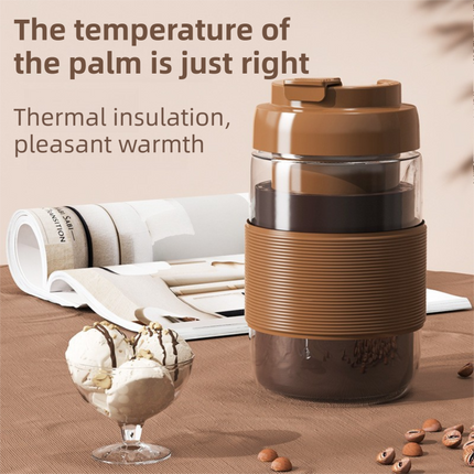 Portable Electric Coffee Bean Grinding Cup & Juicer with Safe Hidden Stainless Steel Blades - 420ML USB Rechargeable Travel Brewer