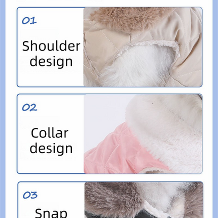 L Size Pink Winter Padded Cotton Dog Thermal Plaid Vest with Faux Fur Collar - Thick Fleece-Lined Warm Pet Jacket