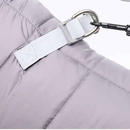M Size Grey Winter Waterproof Dog 4 Leg Jumpsuit for Full Body Warmth - Reflective Windproof Pet Puffer Coat with Integrated Harness
