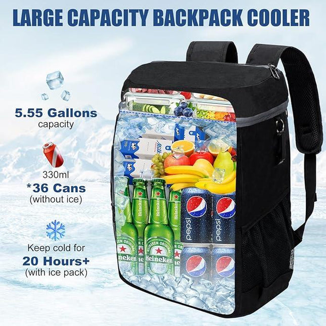 Dark Grey 5.55 Gallons Large Insulated Picnic Backpack with Multi Pockets & Leak-Proof – product detail