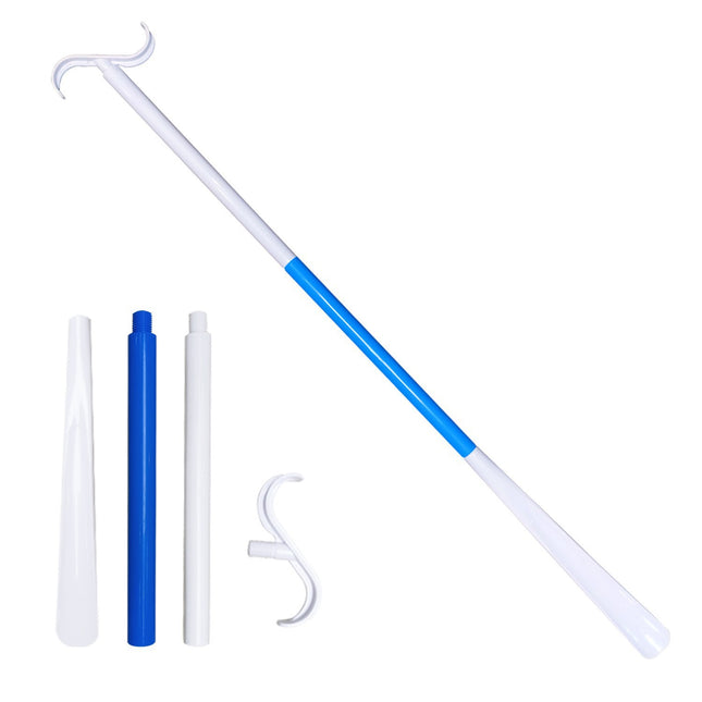 2-Pack White Blue Portable Dressing Aid Stick & Long-Handled Shoe Horn (3-Section V888-ELOSUNG49307