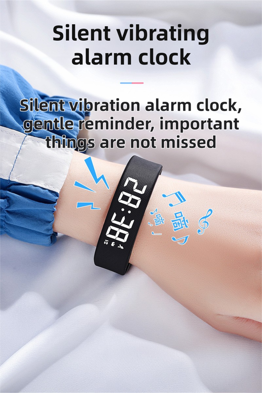 Orange Silent Vibration Alarm Smart Silicone Wristband with 3-Alarm Settings – product detail