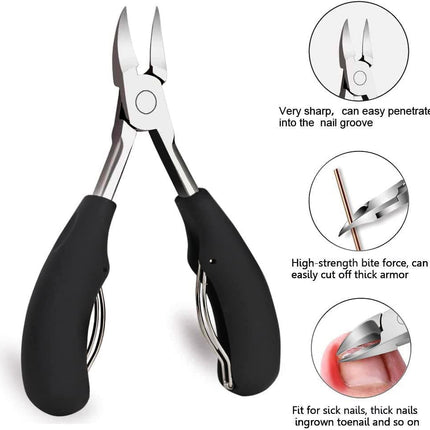 7-Piece Professional Ingrown Toenail Tool Kit - Stainless Steel Precision Pedicure Set with Red Eagle-Nose Clippers & Leather Storage Case