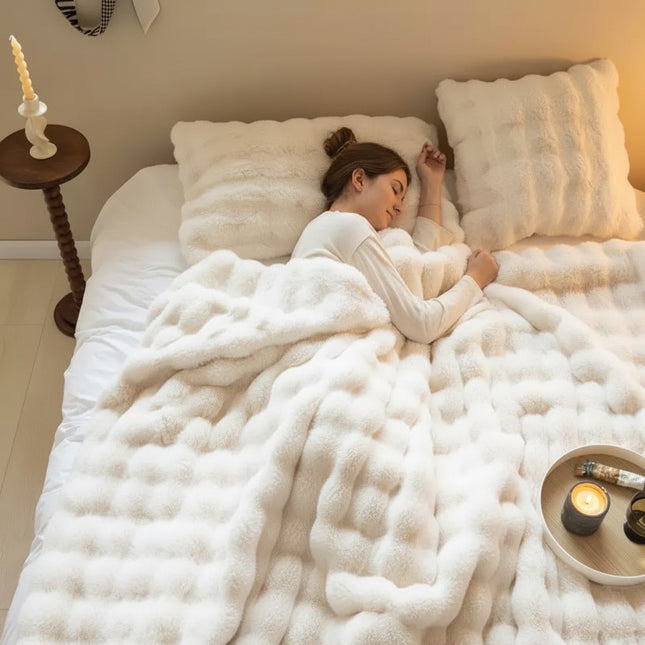 White Luxury Tuscany Fleece Rabbit Fur Bubble V888-ELOSUNG49321