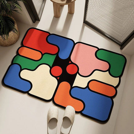 Ultra-Absorbent Instant Dry Diatom Mud Bathroom Mat (40 x 60 CM) - Puzzle Decor Anti-Slip Rubber Rug for Kitchen, Entryway & Shower(Style B)