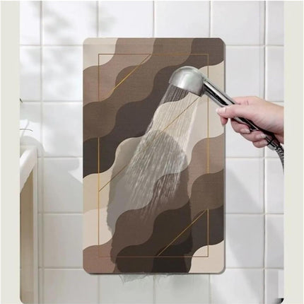 Ultra-Absorbent Instant Dry Diatom Mud Bathroom Mat (50 x 80 CM) - Puzzle Decor Anti-Slip Rubber Rug for Kitchen, Entryway & Shower(Style B)