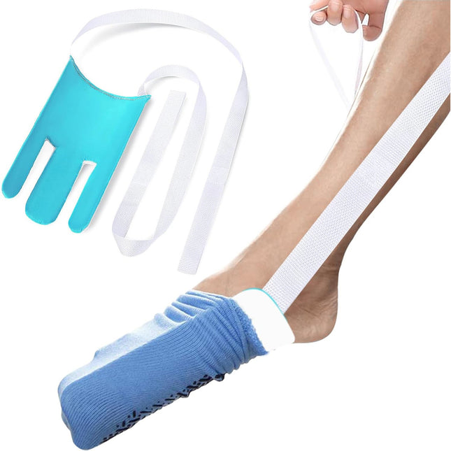 Independent Living Three-Finger Sock Aid with Long Cords- Easy-On Sock Mobility Aid for Seniors & Limited