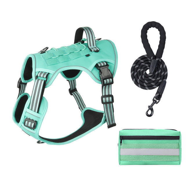 3-Piece Green Tactical Dog Harness Set (L Size)