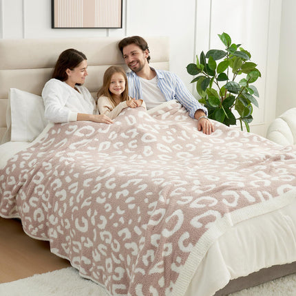 Leopard Print Checkerboard Flannel Throw Blanket(Small 70 x 100 CM) - Anti-Pilling Trendy Soft Plush Blanket for Bed, Sofa & Travel