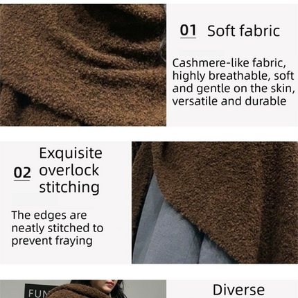 Brown Premium Knitted Wool Blend Poncho - Elegant Thickened Drape Shawl & Cape Cardigan Coat