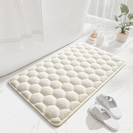White 3D Honeycomb Textured High-Elastic Memory Foam Bathroom Mat (50 x 80 CM) - Ultra Absorbent Quick-Dry Thickened Door Mat