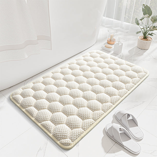 White 3D Honeycomb Textured High-Elastic Memory Foam Bathroom Mat (50 x 80 CM)