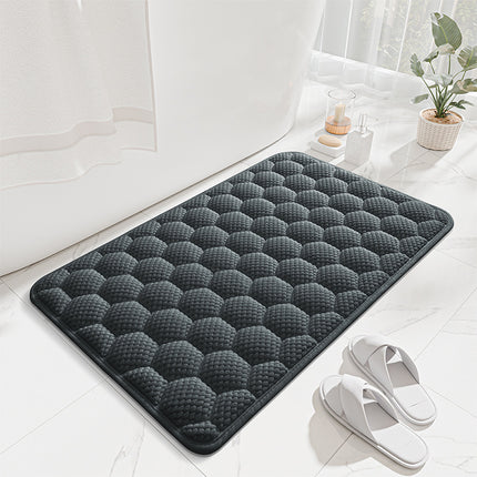 Dark Grey 3D Honeycomb Textured High-Elastic Memory Foam Bathroom Mat (40 x 60 CM) - Ultra Absorbent Quick-Dry Thickened Door Mat