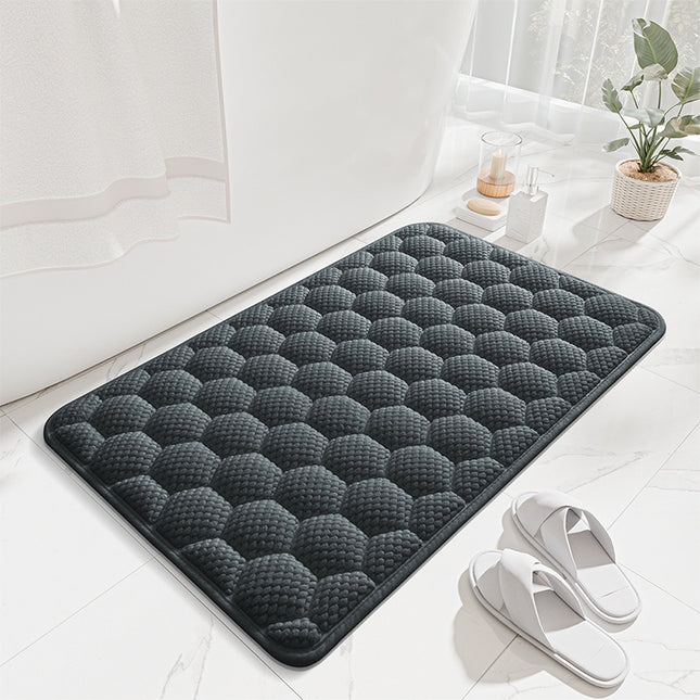 Dark Grey 3D Honeycomb Textured High-Elastic Memory Foam Bathroom Mat (40 x 60 CM)