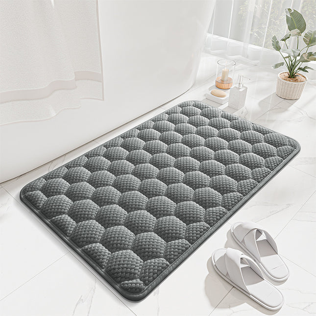 Light Grey 3D Honeycomb Textured High-Elastic Memory Foam Bathroom Mat (50 x 80 CM)