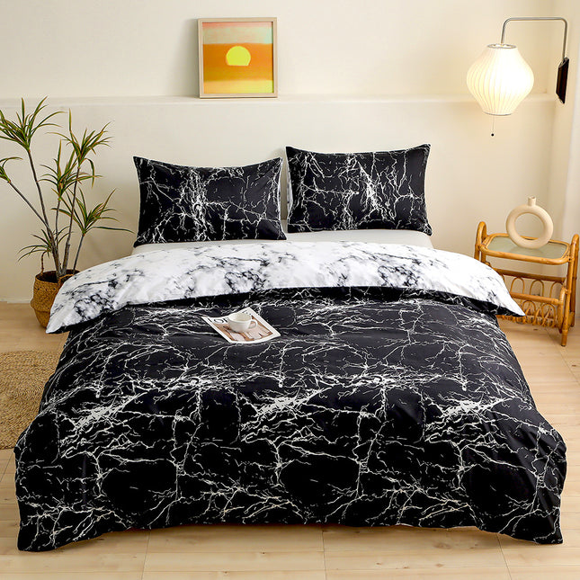 4-Piece Black Silhouette Printed Soft-Touch Brushed Bedding Set for 1.8M Bed 200 x 230 CM