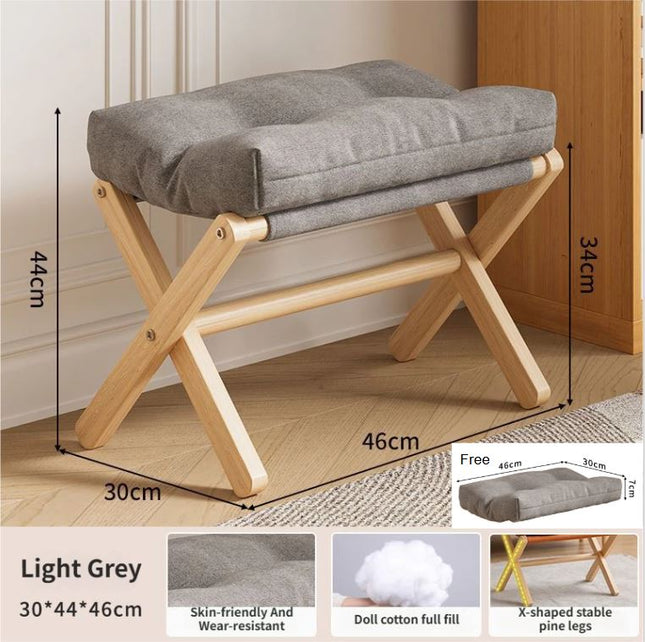 Light Grey Foldable Ottoman & Padded Footstool with Velcro Stability & Spare Cusion