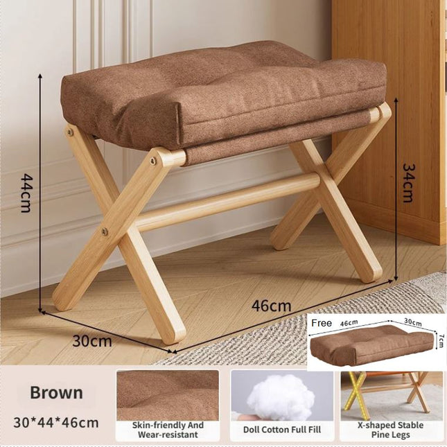 Brown Foldable Ottoman & Padded Footstool with Velcro Stability & Spare Cusion