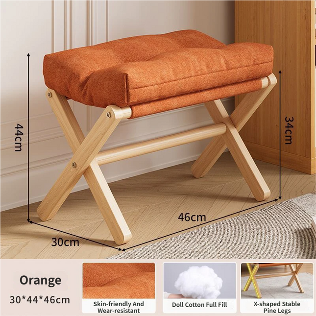 Orange Foldable Ottoman & Padded Footstool with Velcro Stability