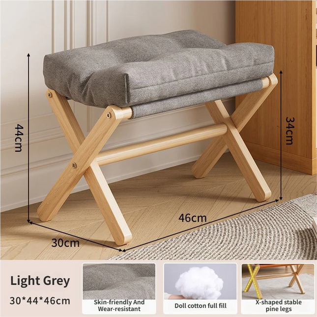 Light Grey Foldable Ottoman & Padded Footstool with Velcro Stability