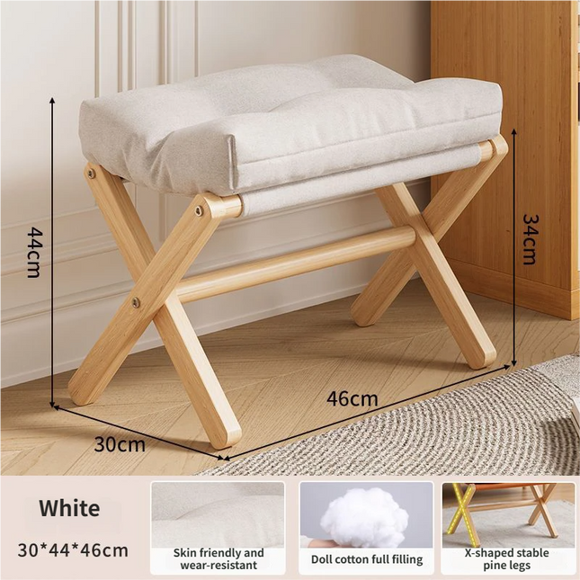 White Foldable Ottoman & Padded Footstool with Velcro Stability