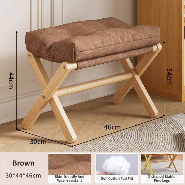 Brown Foldable Ottoman & Padded Footstool with Velcro Stability