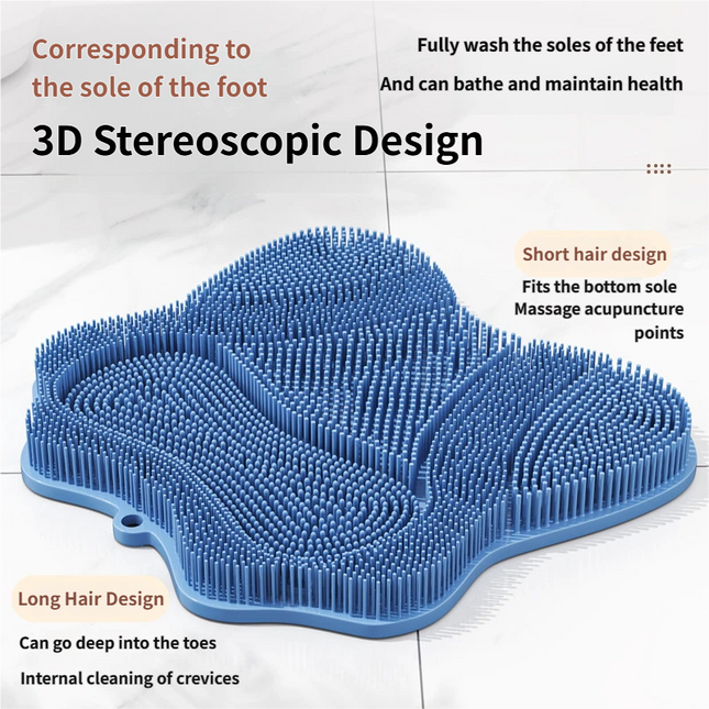 Blue 3D Butterfly Silicone Bath Massage Mat with Suction Cup & Dual-Zone Massage Bristles – product detail
