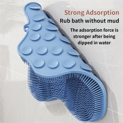 Blue 3D Butterfly Silicone Bath Massage Mat with Suction Cup & Dual-Zone Massage Bristles - Exfoliating Back Scrubber & Foot Deep Cleaner