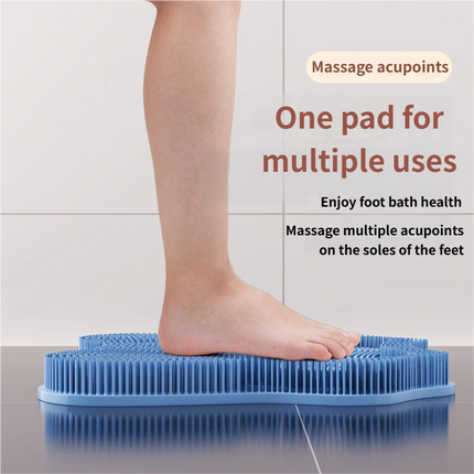 Pink 3D Butterfly Silicone Bath Massage Mat with Suction Cup & Dual-Zone Massage Bristles - Exfoliating Back Scrubber & Foot Deep Cleaner