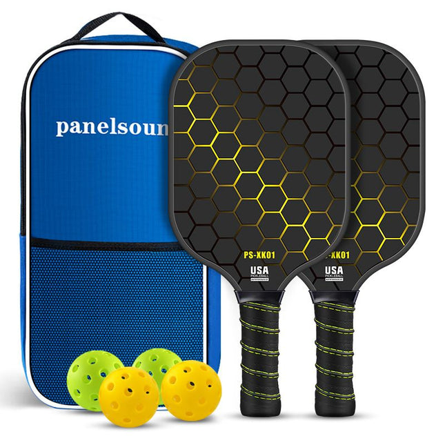 Black and Yellow Lightweight Fiberglass Pickleball Paddle Set