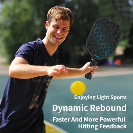 Black and Yellow Fiberglass Pickleball Paddle - 220g Lightweight Racket with Breathable PU Comfort Grip and Oversized Sweet Spot for Outdoor Play