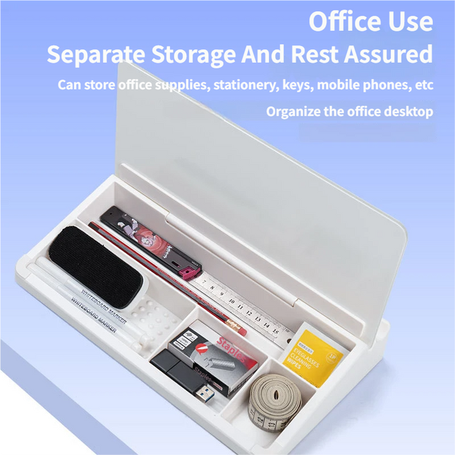 White Slanted Glass Memo Board & Desktop Organizer with 2 Markers & Residue-Free Eraser – product detail