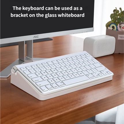 White Slanted Glass Memo Board & Desktop Organizer with 2 Markers & Residue-Free Eraser - Computer Keyboard Stand Dry Erase Notepad