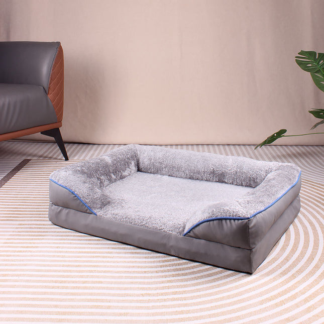 Grey Waterproof Egg-Crate Foam Therapeutic Pet Sofa Bed and Fleece Lounge (XL Size 110 x 82 x 17