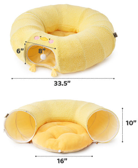 Yellow Cute Foldable Cat Tunnel Bed with Dual-Zipper Detachable & Connectable Design V888-ELOSUNG49482