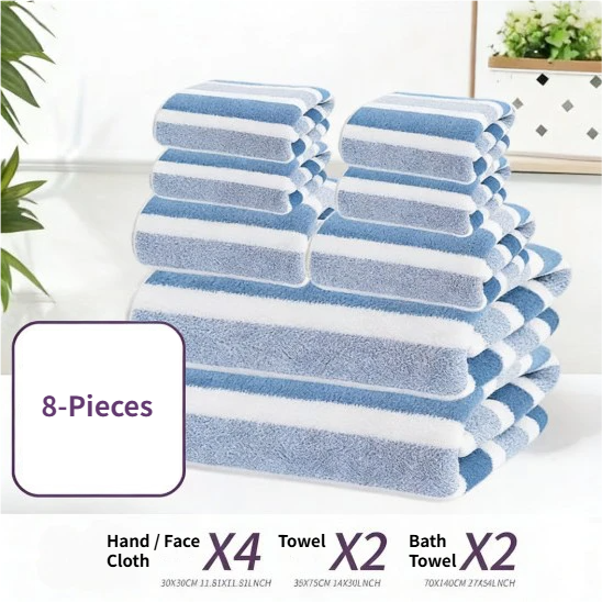 8-Piece Grey Luxury Coral Fleece Towel & Bath Sheet Set – product detail